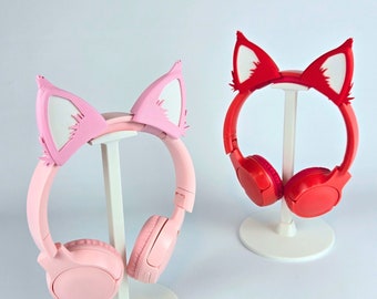 Pink Anime Cat Ears, Streaming Headphone Cat Ears, Cat Ears that Attach to Headset, Cosplay Cat Ears Attachment, Headset Attachment