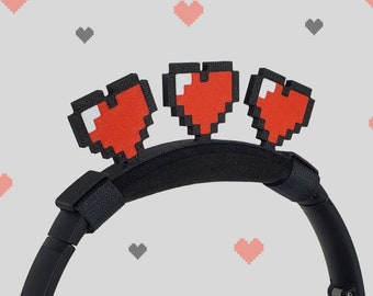 Pixel Hearts for Headset, Hearts Headset Attachments, Hearts Headphone Attachments, Gaming Headset Attachments, Gamer Headphones, Pixel Art