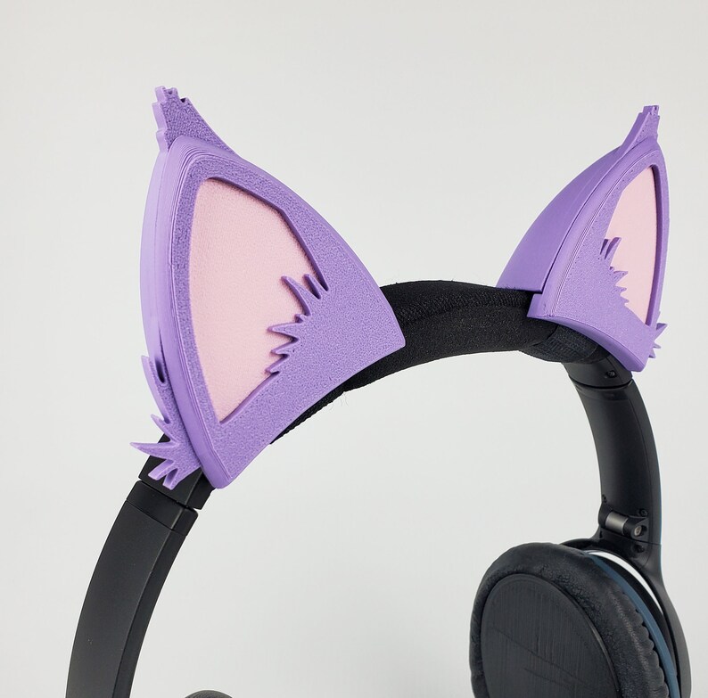 Purple Anime Cat Ears, Streaming Headphone Cat Ears, Cat Ears That