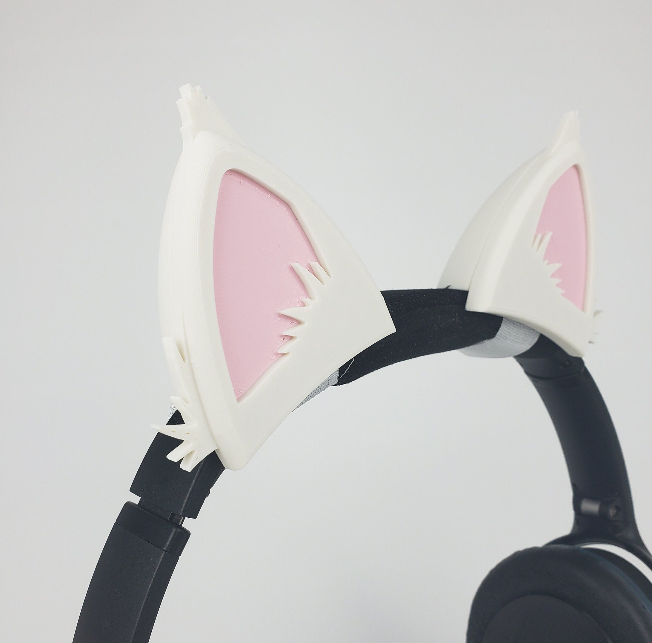 White Anime Cat Ears, Streaming Headphone Cat Ears, Cat Ears That