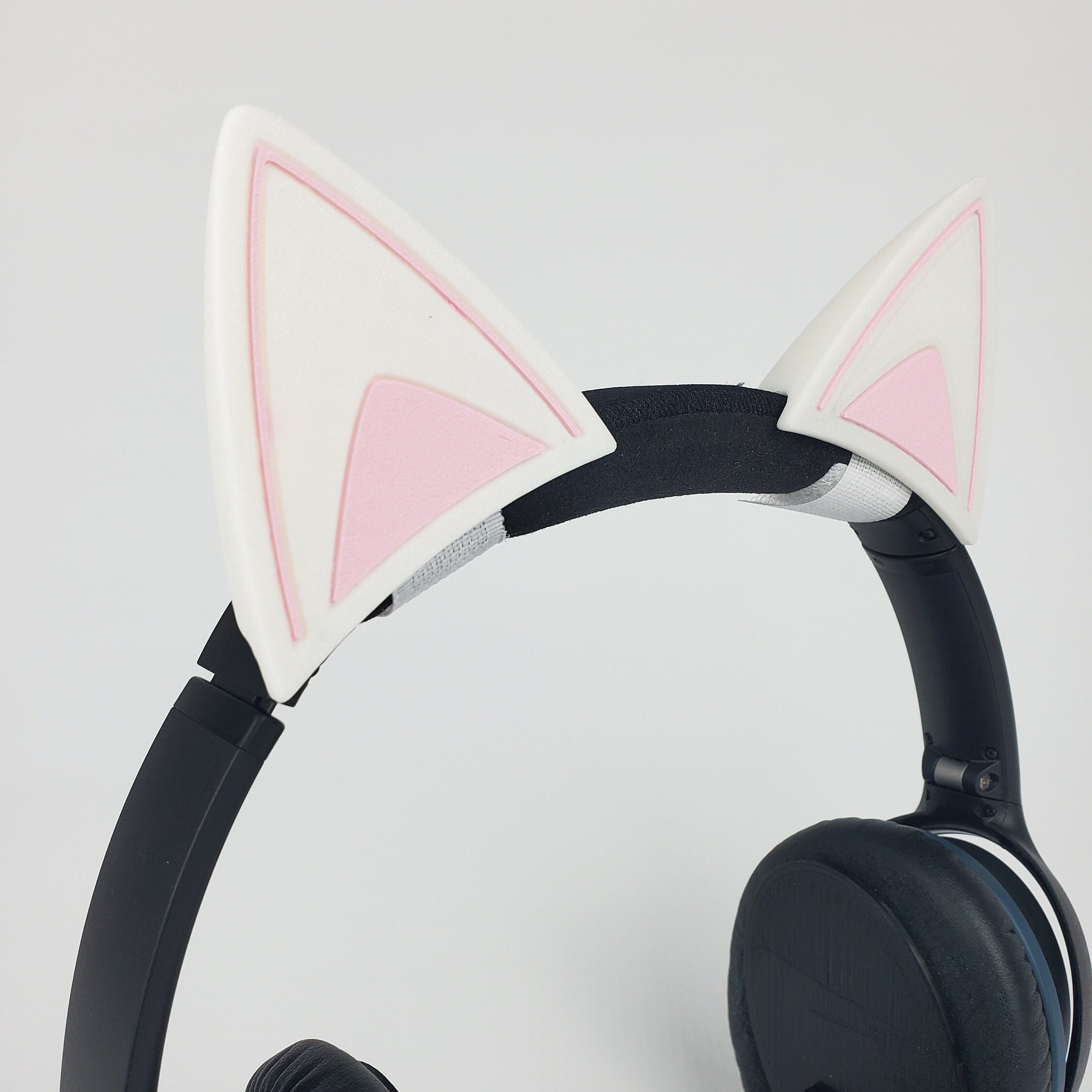 White Modern Cat Ears, Streaming Headphone Cat Ears, Cat Ears That