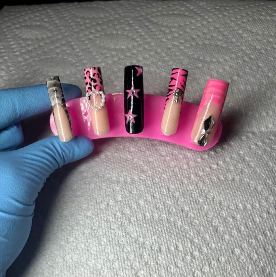 Gel Press Ons Y2K Press on Nails Bimbo Nails Hand Painted Etsy