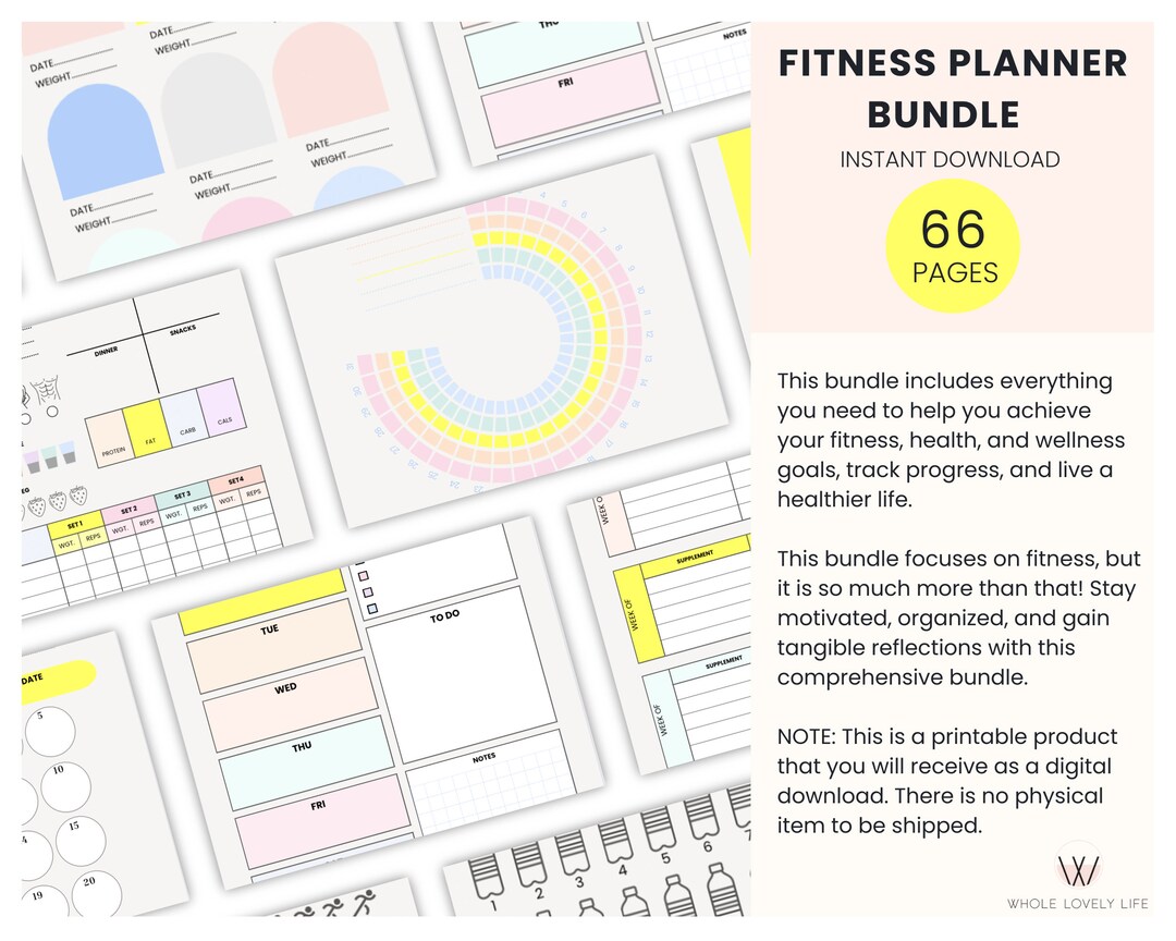 Fitness Planner Printable Bundle Workout Planner Weight Loss - Etsy