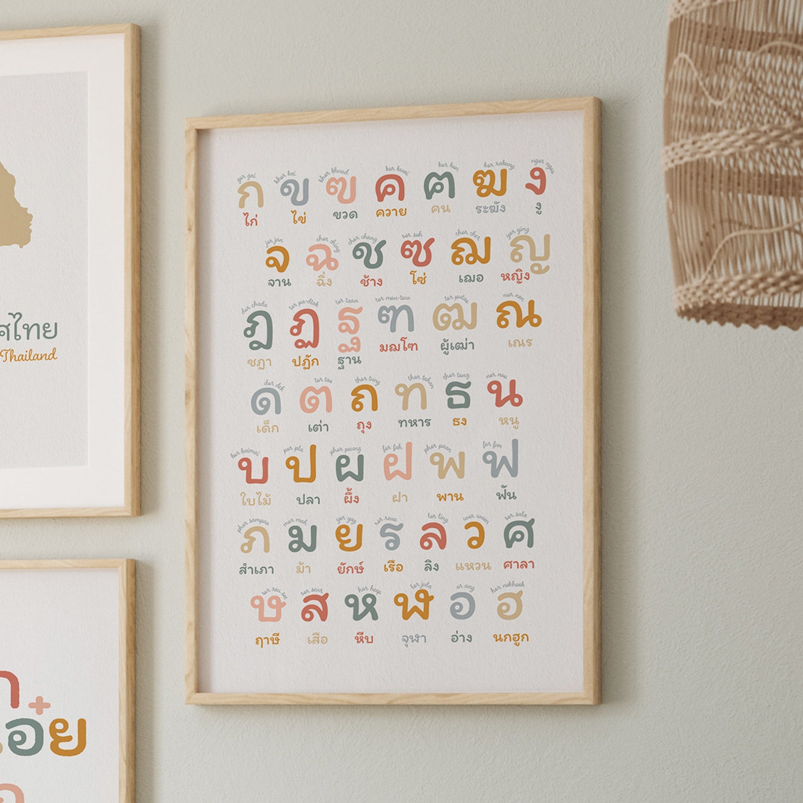 Digital Thai Alphabet Poster Thai Nursery Decor, Learn Thai at Home