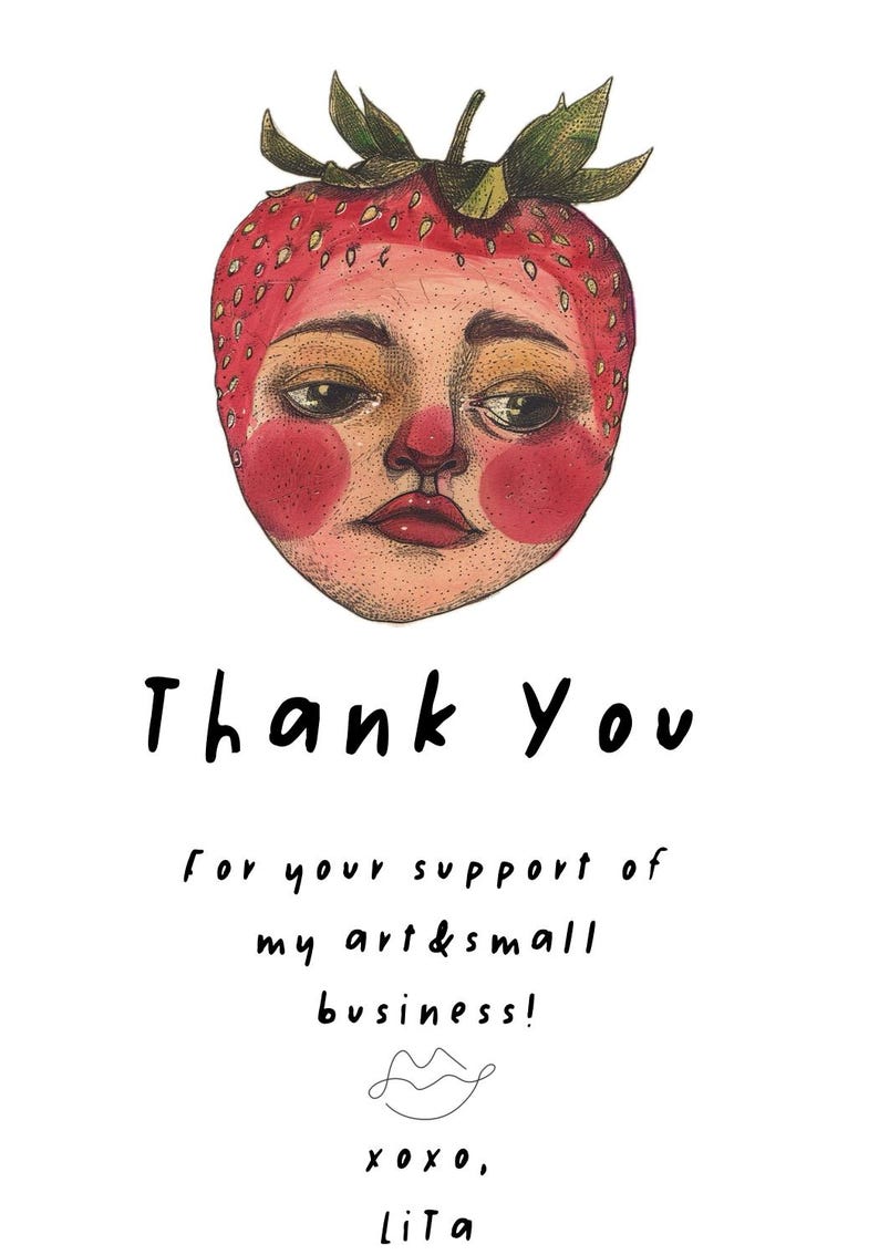 a drawing of a strawberry with the words thank you