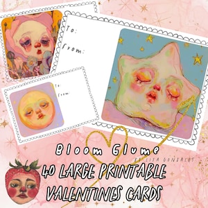 40 biglietti d'arte stampabili per San Valentino, biglietti stampabili per San Valentino, biglietti di San Valentino, carini e inquietanti, collage di diario, biglietti di amicizia