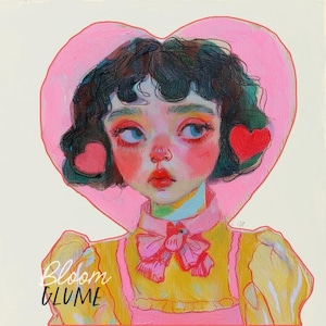 Cute retro Inspired Valentines Day Miniature 5x5 art print, Valentines Day Art, Valentines Day Decor, Creepy Cute Vintage Style art