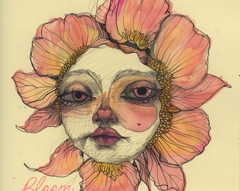 Dolor - “bloomies” Series Print, Flower Face, Alice in Wonderland