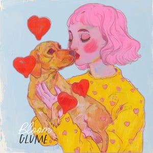 Kisses Cute Vintage Inspired Valentines Day Miniature 5x5 art print, Valentines Day Art, Valentines Day Decor, Dachshund art, Weenie Dog
