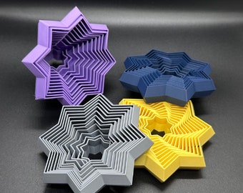 Fractal Fidget Star - For Kids and Adults, ADHD, Autism, Desk Toy, Sensory Tool, Yellow, Purple, Grey, Navy Blue, Fun, Gift