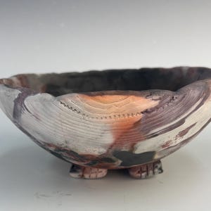 Handmade Ceramic Saggar Fired Stoneware Bowl: Rustic Decor
