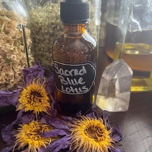 Sacred blue lotus ritual oil/massage oil/natural skincare/moon magic/body oil/intention/face oil