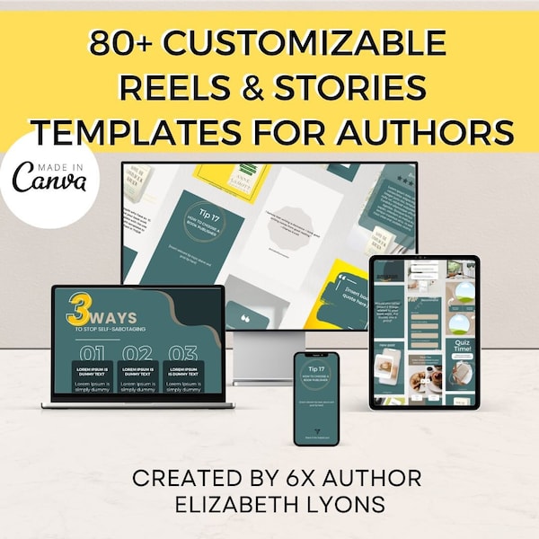 Customizable Author Canva Templates for Reels & Stories, Social Media Book Marketing, Instagram Books Marketing, Tiktok Book Marketing