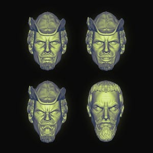 Emerald Bolt Heads (GRA-001 - GRA-004) [Any Figurine Scale]