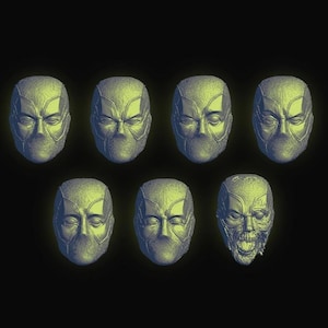 Deceased Puddle Heads Set 3 (DEP-014A – DEP-014G) [Any Figurine Scale]