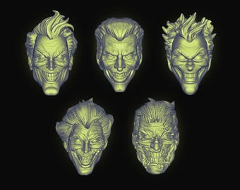 Jester Heads (JOK-001 - JOK-005) [Any Figurine Scale]