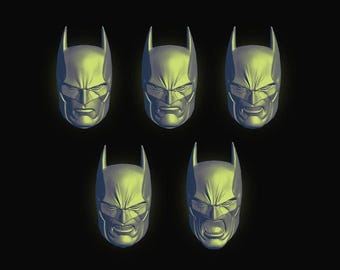 B@-man Heads Set 2 (BAT-008A – BAT-008E) [Any Figurine Scale]