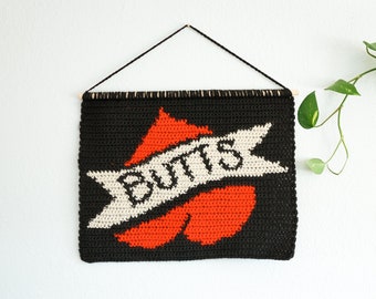 Butts tapestry crochet pattern / Wall hanging / weird art / home decor / goth art / dark art / intarsia crochet