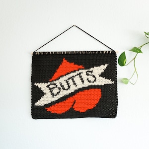 Butts tapestry crochet pattern / Wall hanging / weird art / home decor / goth art / dark art / intarsia crochet