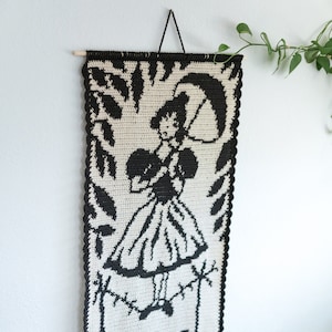 Haunted Mansion tightrope girl tapestry crochet pattern / Wall hanging / instant download / weird art / Disneyland fan art / Halloween decor image 2