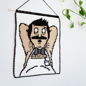 Sexy bob tapestry crochet pattern / bobs burgers / fan art / instant download / weird art / home decor / bob belcher / bobs burgers art