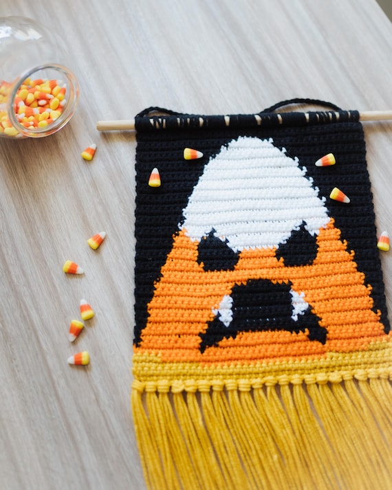 Candy Corn Vampire Tapestry Crochet Pattern / Wall Hanging