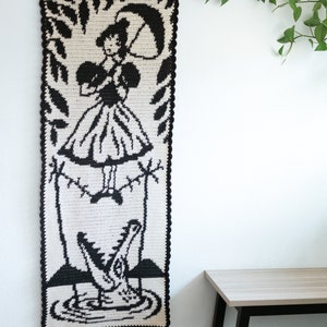 Haunted Mansion tightrope girl tapestry crochet pattern / Wall hanging / instant download / weird art / Disneyland fan art / Halloween decor image 3