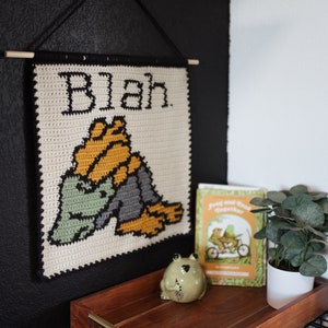 Frog and toad blah tapestry crochet pattern / Wall hanging / fan art / instant download / toad art / home decor