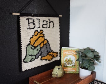 Frog and toad blah tapestry crochet pattern / Wall hanging / fan art / instant download / toad art / home decor