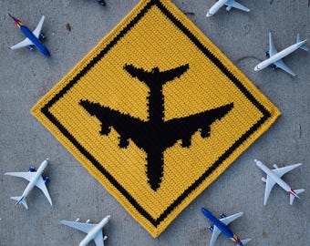 Kids Airport Sign Tapestry/ Colorwork Crochet Pattern (PDF Download)