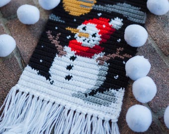 Sleepy Snowman Tapestry Crochet Pattern