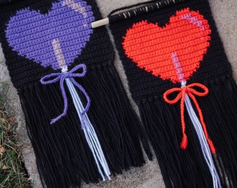 Patrón de crochet para tapiz de San Valentín con forma de corazón (descarga en PDF)