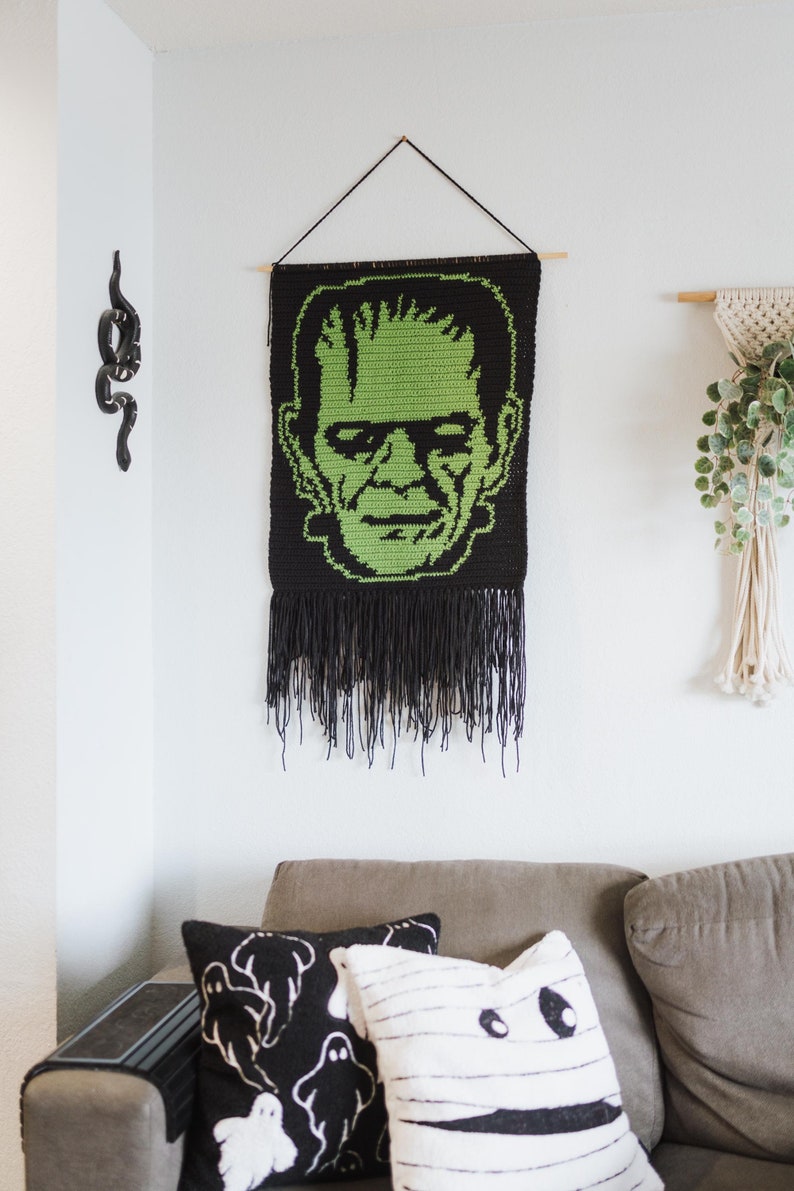 Frankenstein Monster Tapestry Crochet Pattern / Wall Hanging / Weird