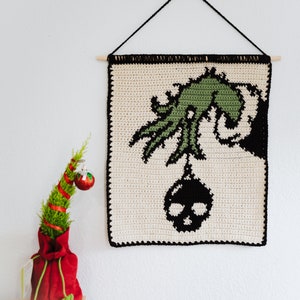 Grinch ornament tapestry crochet pattern / Christmas crochet pattern / instant download / skull art / home decor / holiday home decor image 4