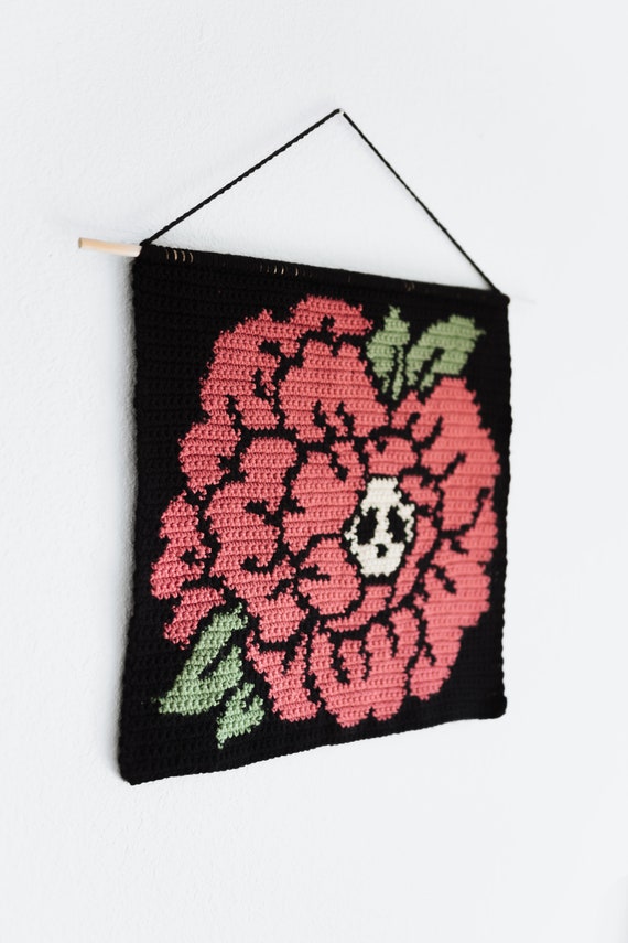 Skull Flower Tapestry Crochet Pattern / Wall Hanging / Instant