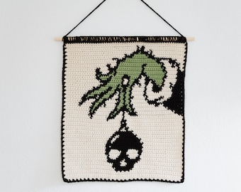 Grinch ornament tapestry crochet pattern / Christmas crochet pattern / instant download / skull art / home decor / holiday home decor