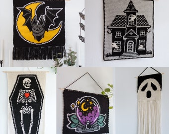 Halloween Pattern BUNDLE Tapestry Crochet / Wall Hanging / Dark Art ...