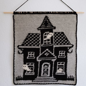 Haunted house tapestry crochet pattern / Wall art / instant download / weird art / home decor / Halloween diy / Halloween crochet pattern image 5