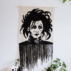 Edward scissorhands tapestry crochet pattern / Wall hanging / weird art / home decor / goth art / dark art / Halloween decor