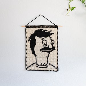 Bobby tapestry crochet pattern / Wall hanging / fan art / instant download / weird art / home decor / bob belcher / bobs burgers art