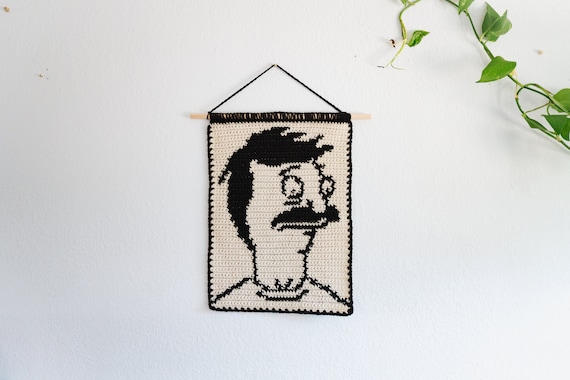 Bobby Tapestry Crochet Pattern Wall Hanging Fan Art Instant Download Weird Art Home Decor Bob Belcher Bobs Burgers Art Etsy