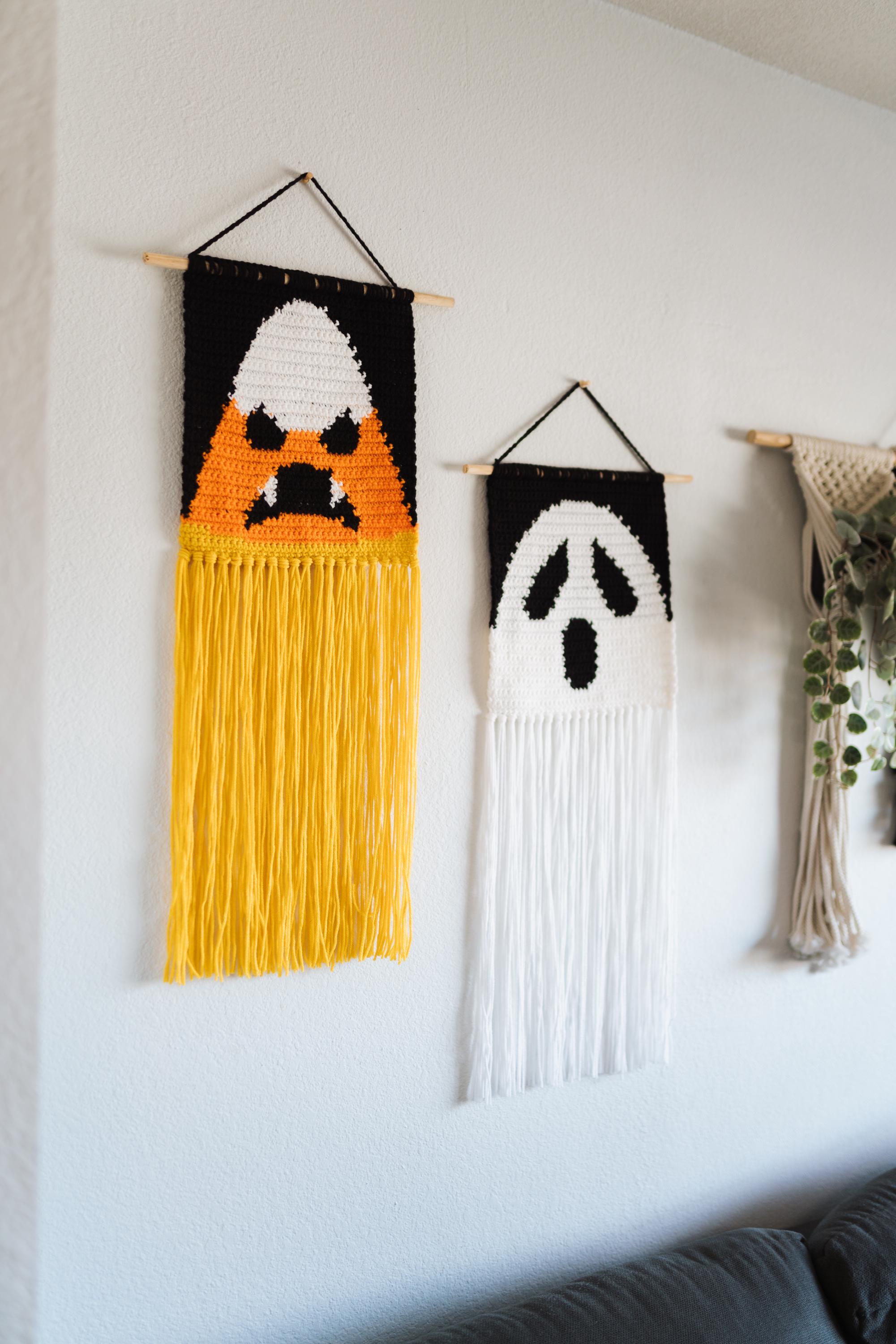 Ghost and Candy Corn Tapestry Crochet Pattern Bundle / Wall