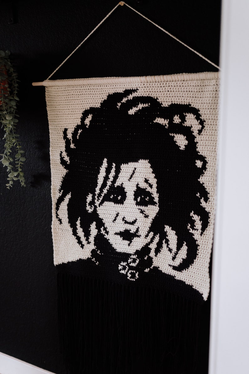 Edward scissorhands tapestry crochet pattern / Wall hanging / weird art / home decor / goth art / dark art / Halloween decor image 3