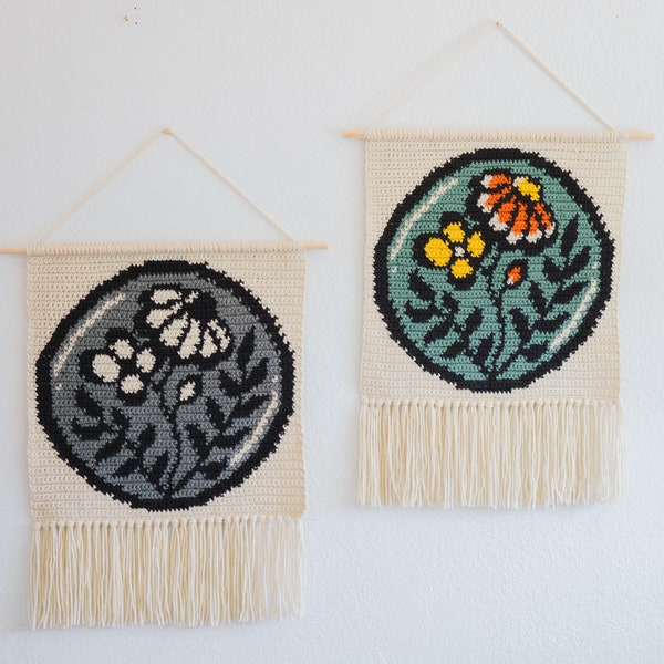 Wildflowers tapestry crochet pattern / Wall hanging / instant download