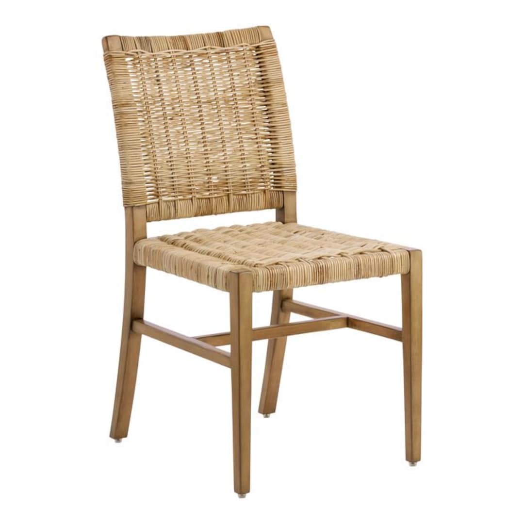 Amolea Natural Rattan and Wood Dining Chair Set of 2 Etsy