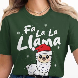 Fa La La Llama Weihnachten T-Shirt, süßes Lama Weihnachten Shirt, lustiges Urlaub T-Shirt, festliches Weihnachts-T-Shirt, Geschenk für Lama-Liebhaber