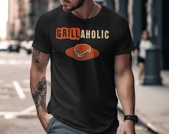 Maglietta Grillaholic, regalo perfetto per gli amanti del barbecue, maglietta divertente Grill Master, maglietta estiva per grigliate, abbigliamento per barbecue in giardino, umorismo sul barbecue