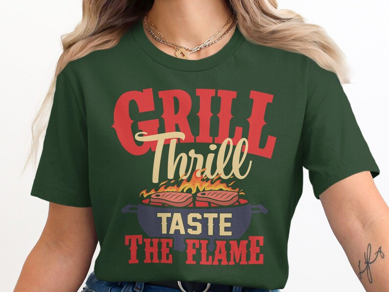 Grill Thrill BBQ T-Shirt Funny BBQ Shirt Taste The Flame BBQ Grill Design Summer Bbq Tee Gift For Grill Master Barbecue Lover image 8