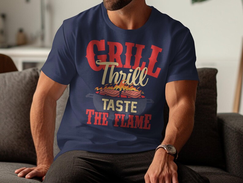Grill Thrill BBQ T-Shirt Funny BBQ Shirt Taste The Flame BBQ Grill Design Summer Bbq Tee Gift For Grill Master Barbecue Lover image 3