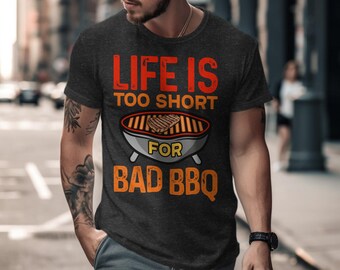 La vita è troppo breve per un cattivo barbecue T-shirt Divertente citazione barbecue Maglietta Regalo per grigliate Maglietta per amanti del barbecue Maglietta per feste estive con barbecue Novità Abbigliamento per barbecue